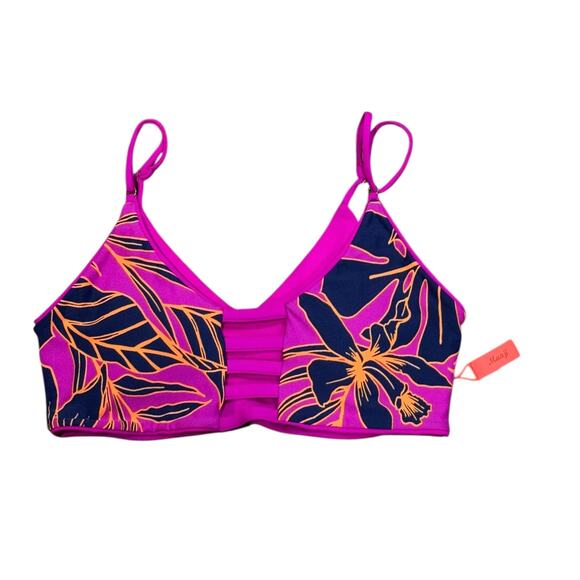 NWOT! Maaji Hibiscus Pink Reversible Bralette Bikini Top  L - Picture 8 of 10